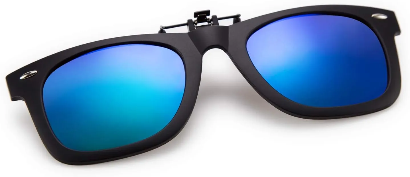 FEISEDY Classic Polarized Rectangular Clip-On Sunglasses Men Women for Eyewear Glasses B2605