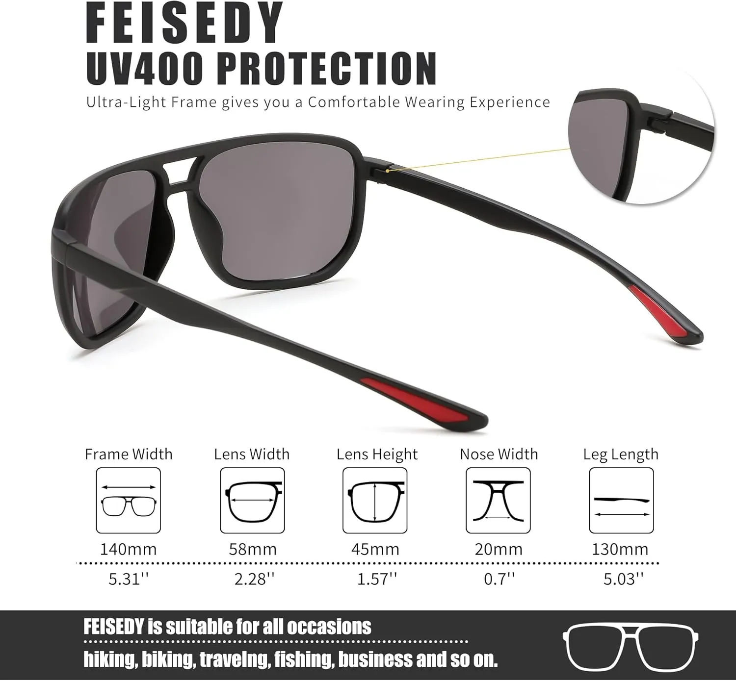 FEISEDY Mens Sunglasses, Sunglasses Polarized, Aviator Sunglasses for Driving Fishing Sports Mens Sun Glasses B0205