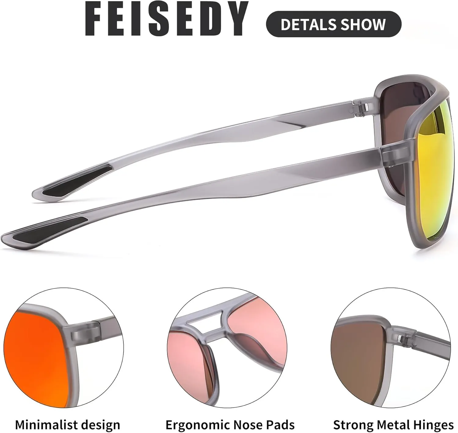 FEISEDY Mens Sunglasses, Sunglasses Polarized, Aviator Sunglasses for Driving Fishing Sports Mens Sun Glasses B0205