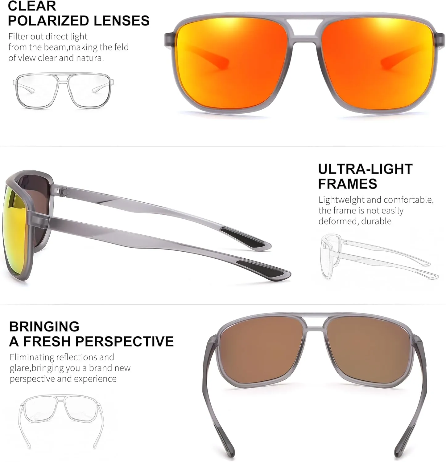 FEISEDY Mens Sunglasses, Sunglasses Polarized, Aviator Sunglasses for Driving Fishing Sports Mens Sun Glasses B0205