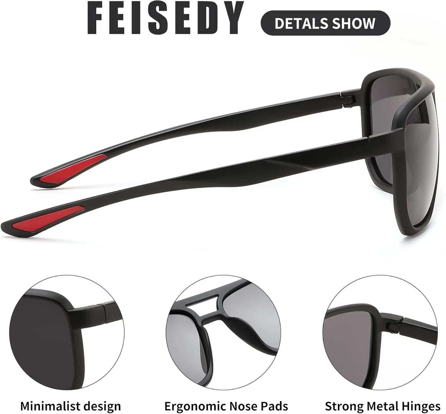 FEISEDY Mens Sunglasses, Sunglasses Polarized, Aviator Sunglasses for Driving Fishing Sports Mens Sun Glasses B0205