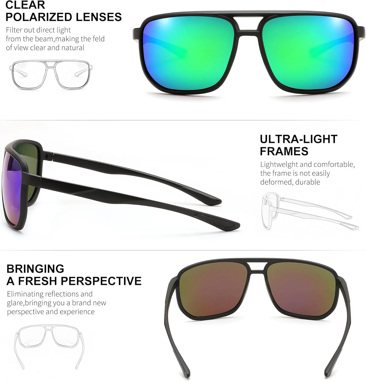 FEISEDY Mens Sunglasses, Sunglasses Polarized, Aviator Sunglasses for Driving Fishing Sports Mens Sun Glasses B0205
