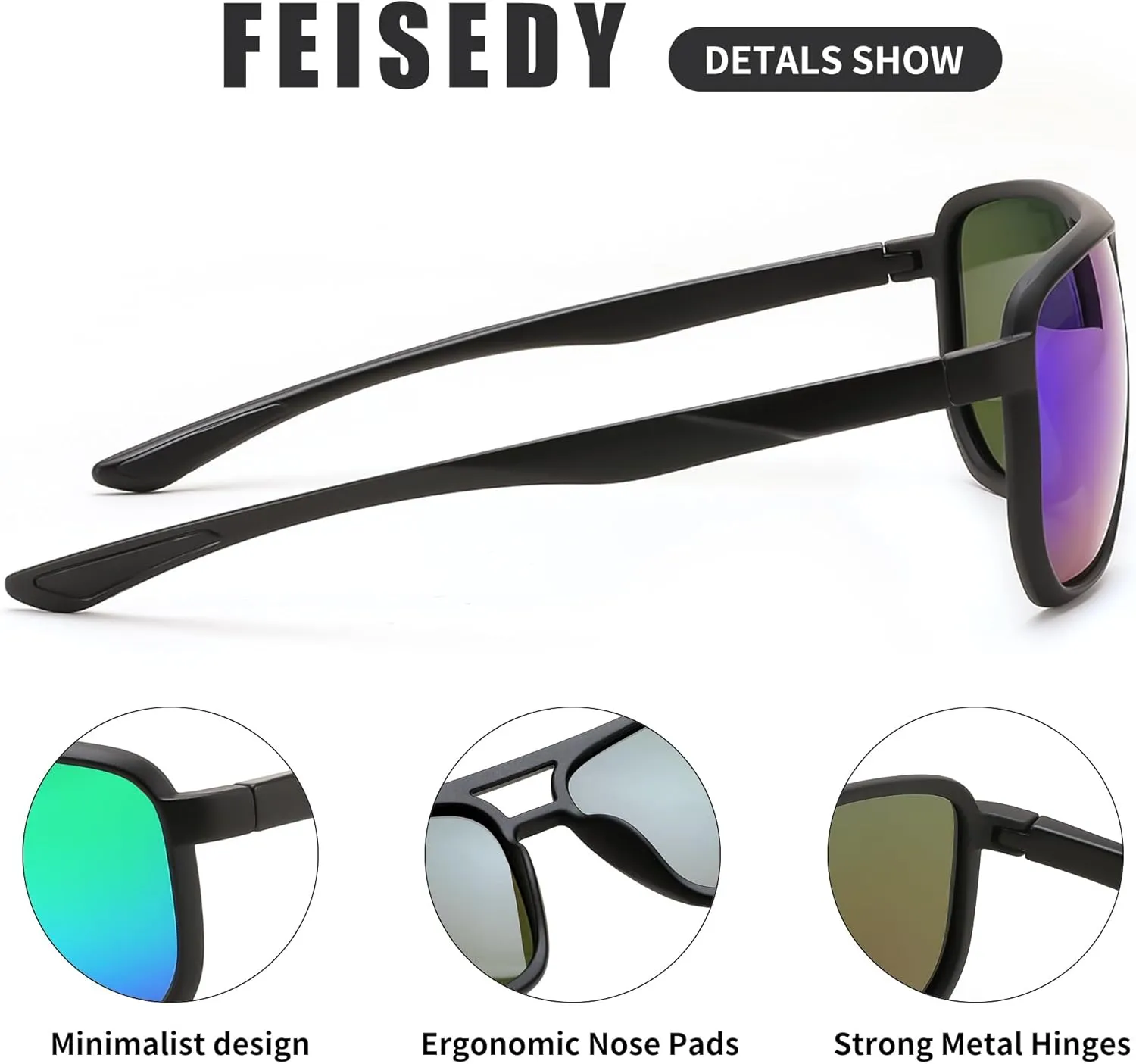 FEISEDY Mens Sunglasses, Sunglasses Polarized, Aviator Sunglasses for Driving Fishing Sports Mens Sun Glasses B0205