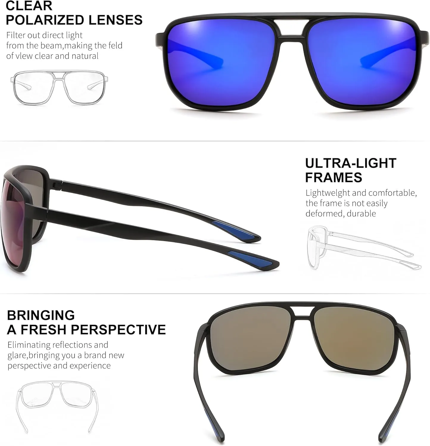 FEISEDY Mens Sunglasses, Sunglasses Polarized, Aviator Sunglasses for Driving Fishing Sports Mens Sun Glasses B0205