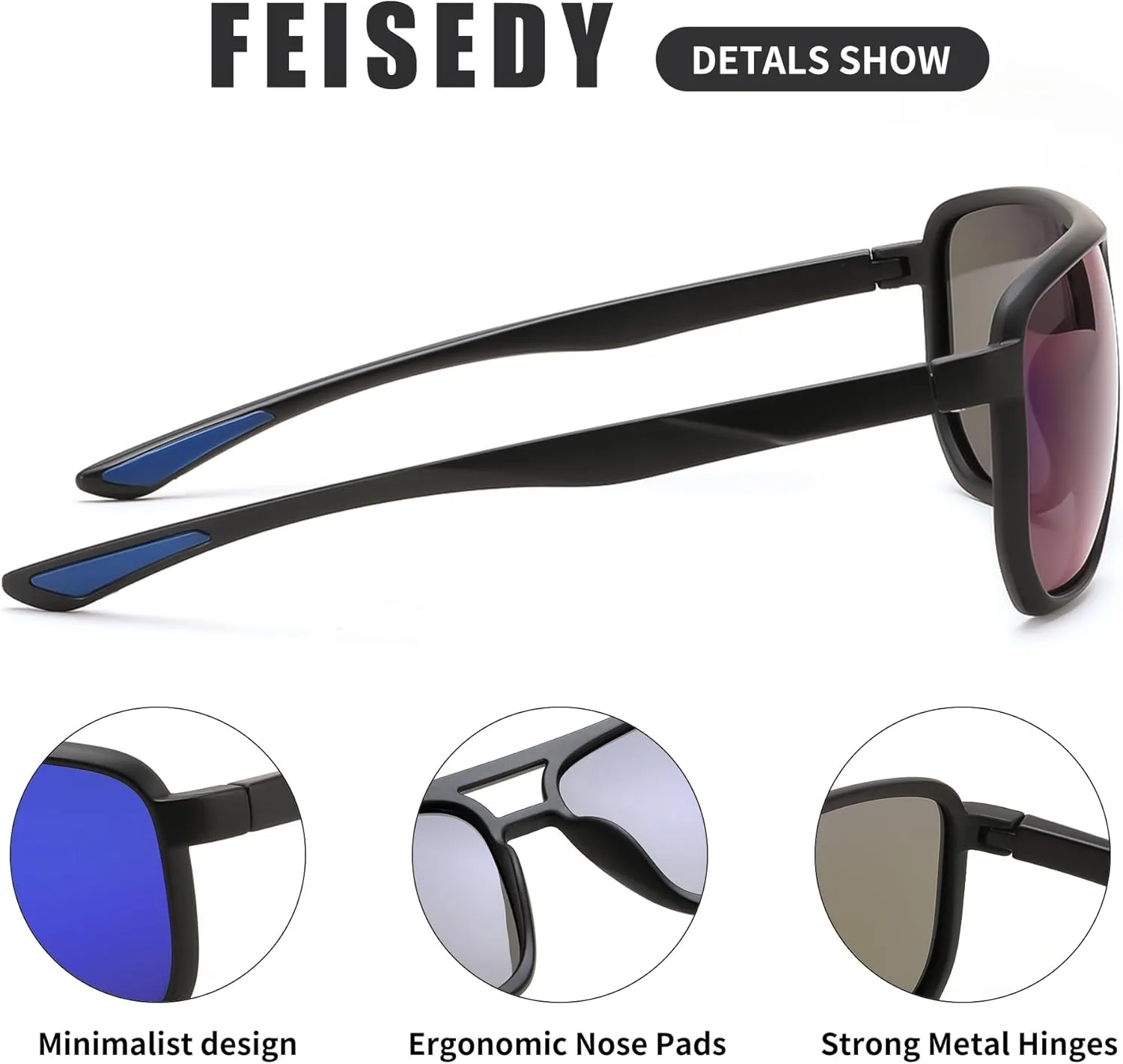 FEISEDY Mens Sunglasses, Sunglasses Polarized, Aviator Sunglasses for Driving Fishing Sports Mens Sun Glasses B0205