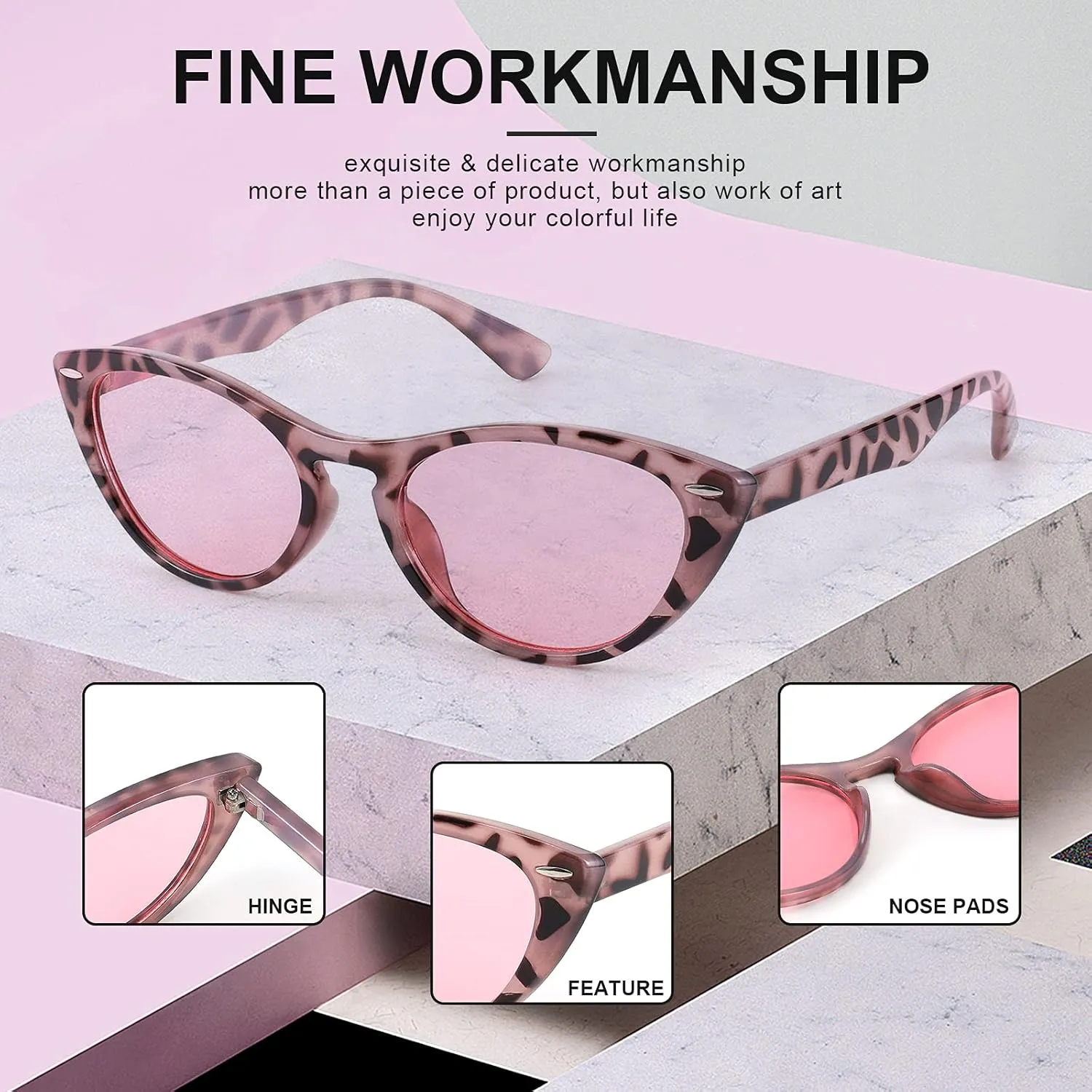 FEISEDY Retro Cat Eye Sunglasses Women Men Vintage Small Cateye UV400 Sunglasses B2617