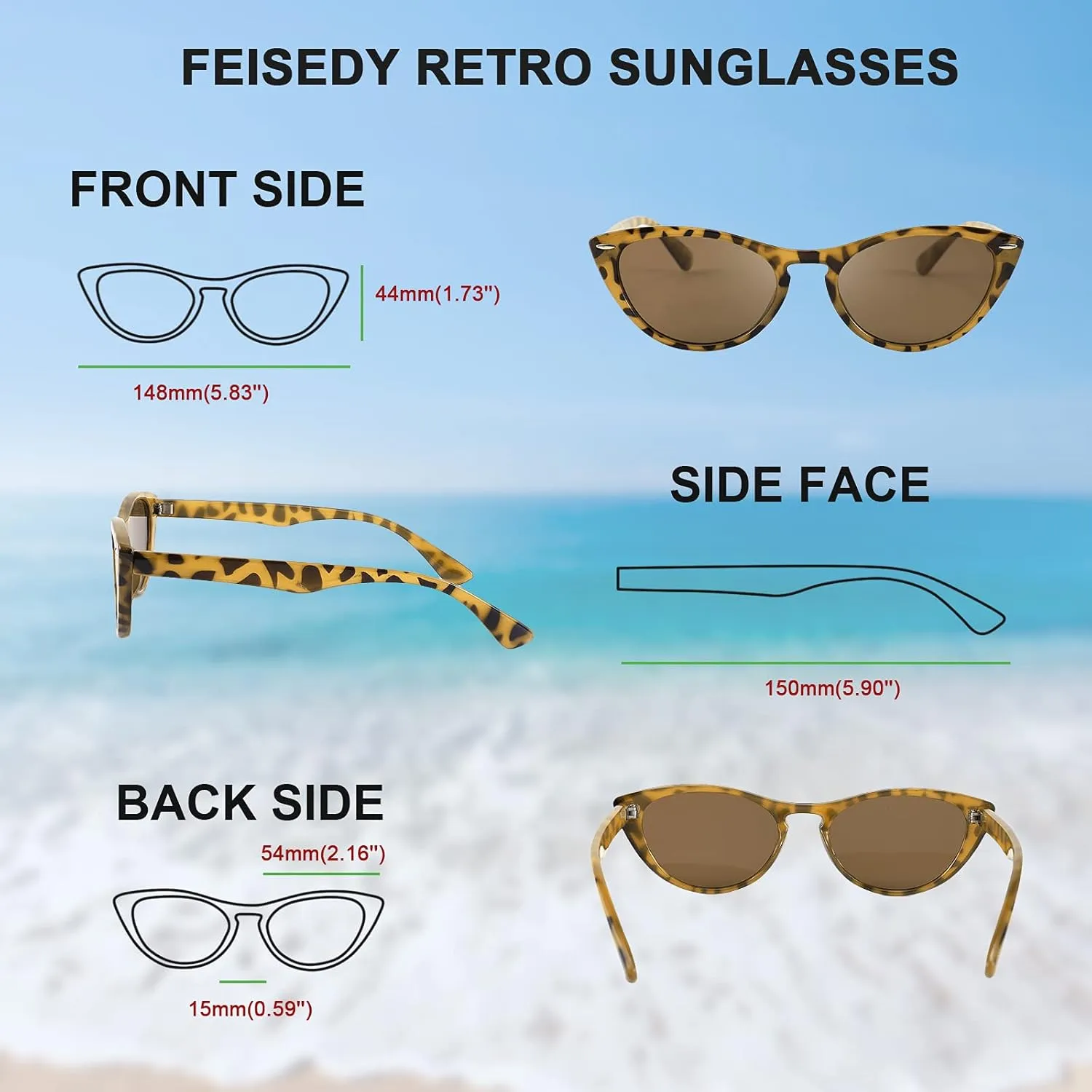 FEISEDY Retro Cat Eye Sunglasses Women Men Vintage Small Cateye UV400 Sunglasses B2617