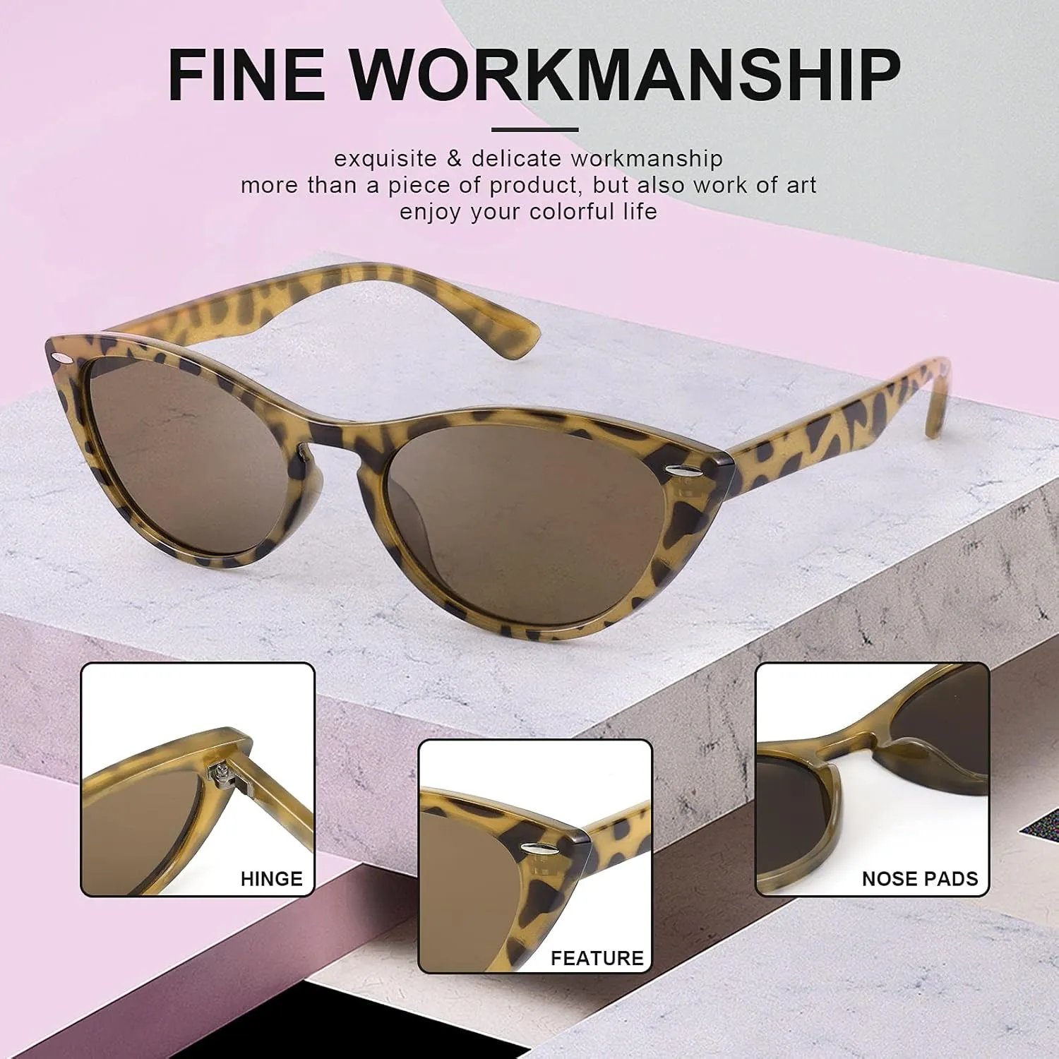 FEISEDY Retro Cat Eye Sunglasses Women Men Vintage Small Cateye UV400 Sunglasses B2617