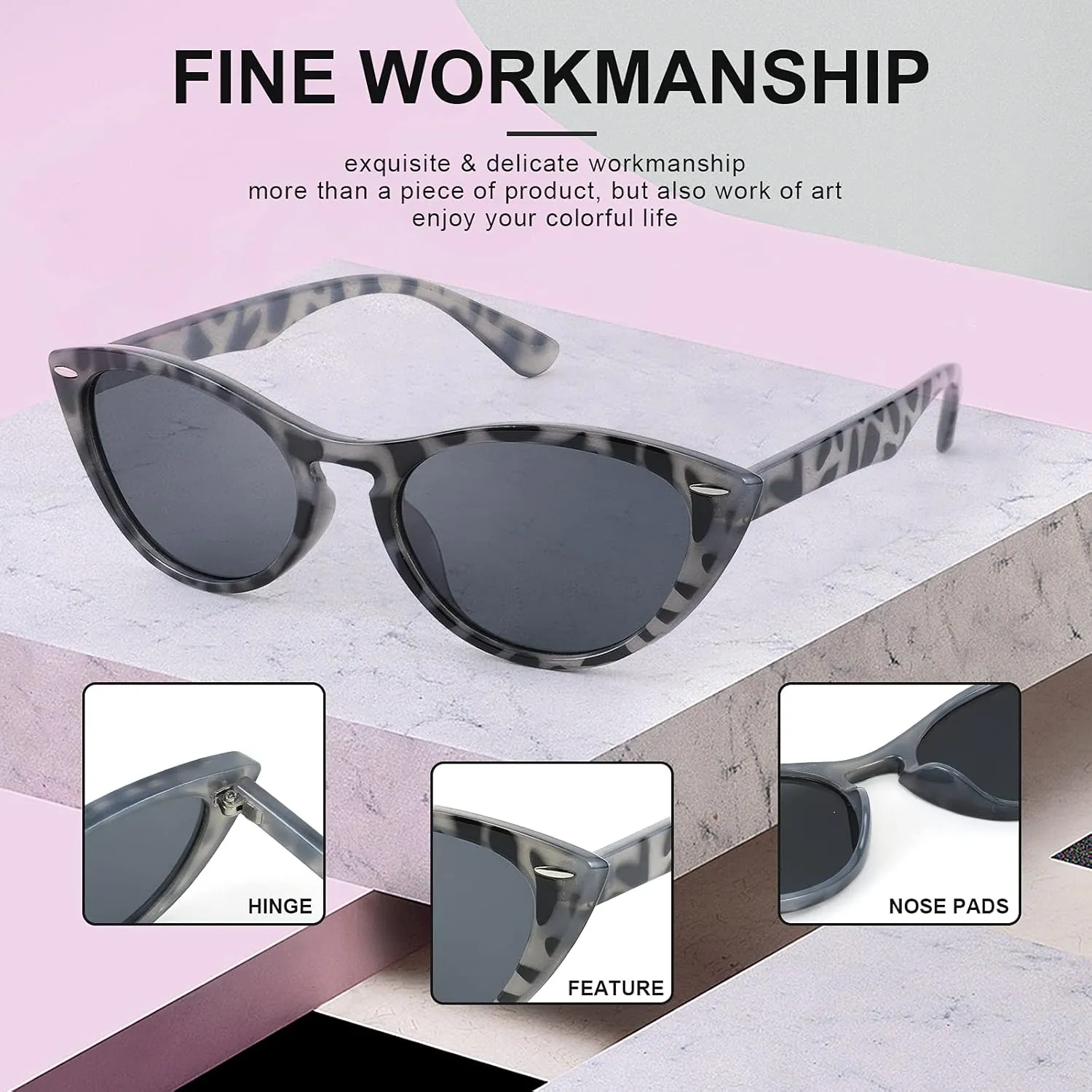 FEISEDY Retro Cat Eye Sunglasses Women Men Vintage Small Cateye UV400 Sunglasses B2617