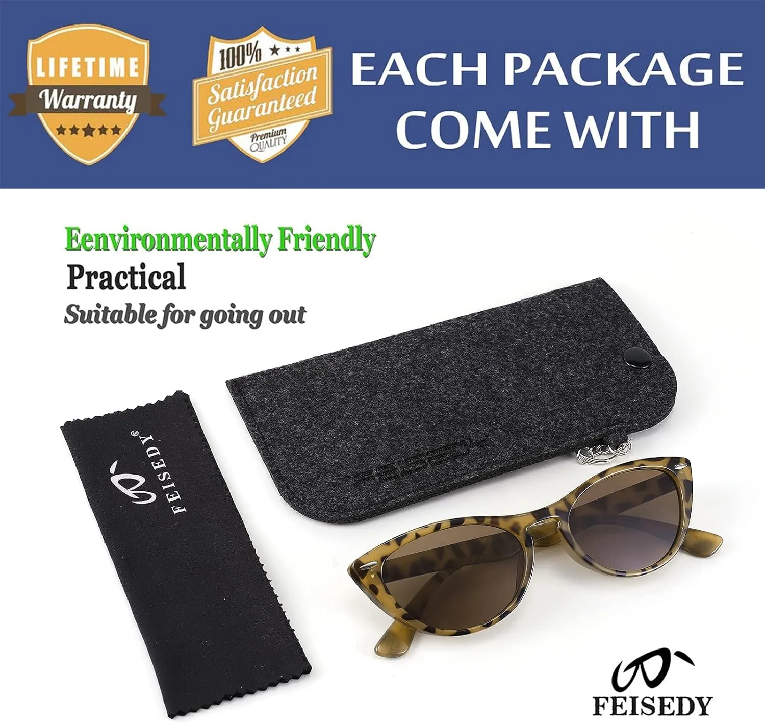 FEISEDY Retro Cat Eye Sunglasses Women Men Vintage Small Cateye UV400 Sunglasses B2617
