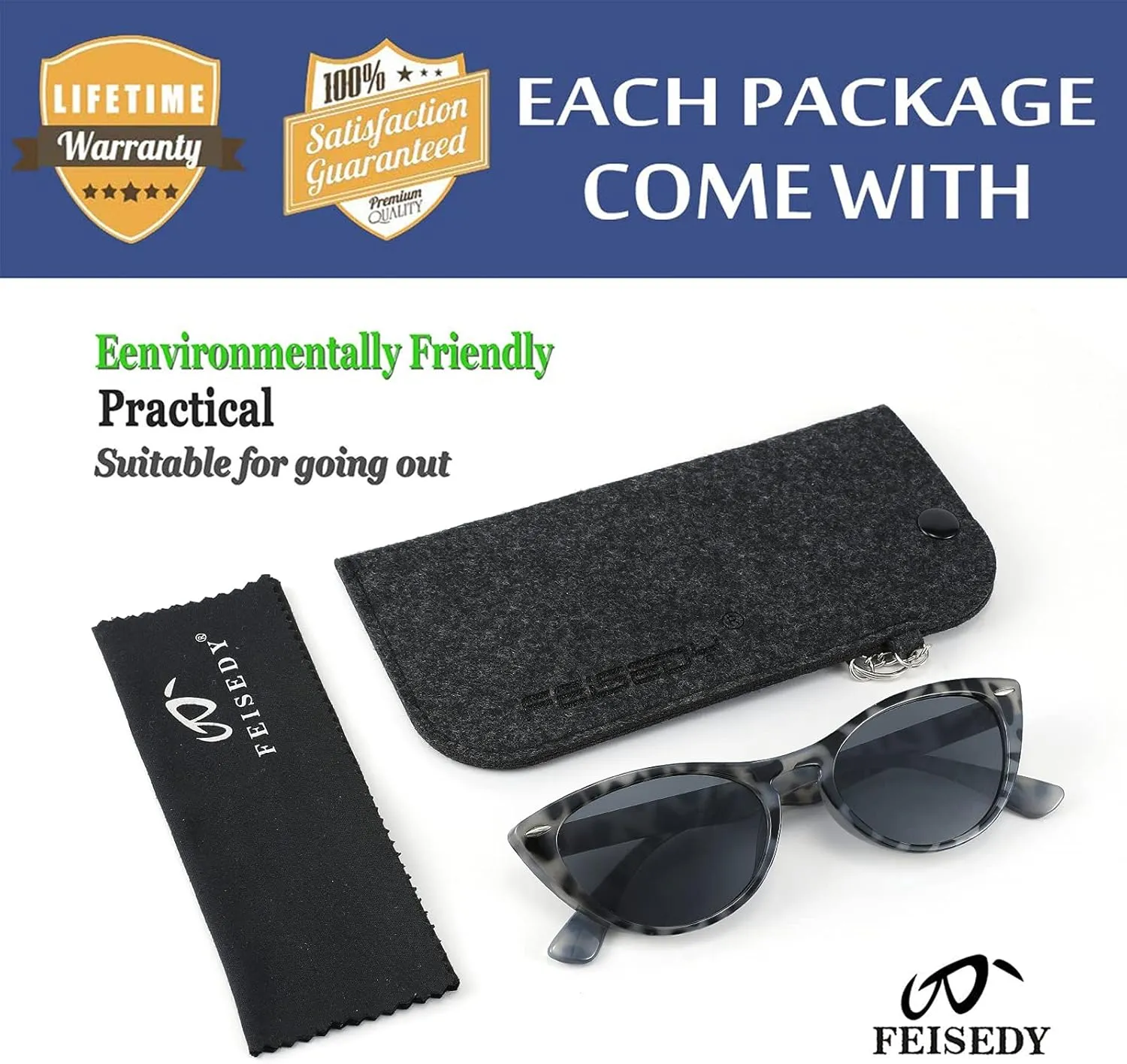 FEISEDY Retro Cat Eye Sunglasses Women Men Vintage Small Cateye UV400 Sunglasses B2617