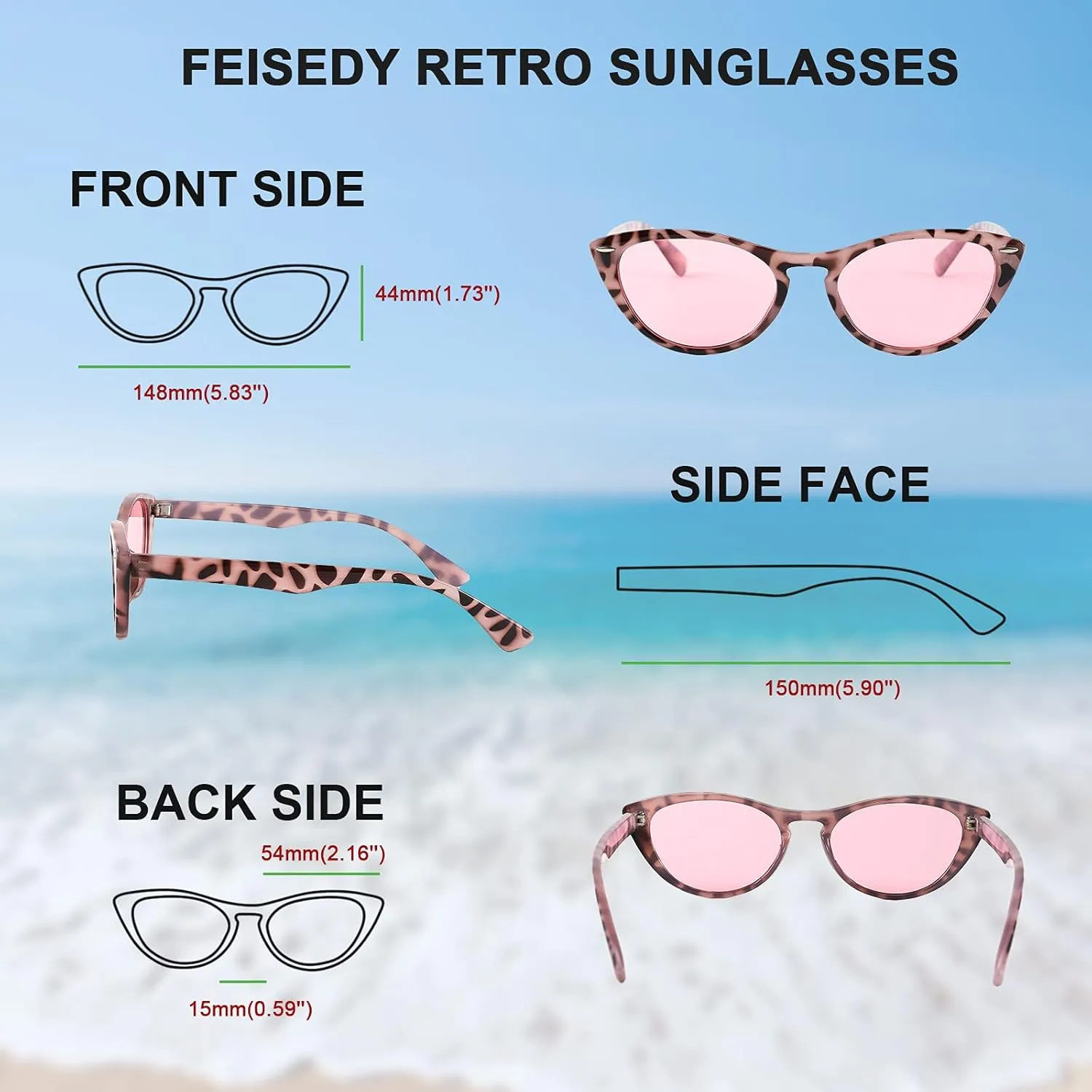 FEISEDY Retro Cat Eye Sunglasses Women Men Vintage Small Cateye UV400 Sunglasses B2617