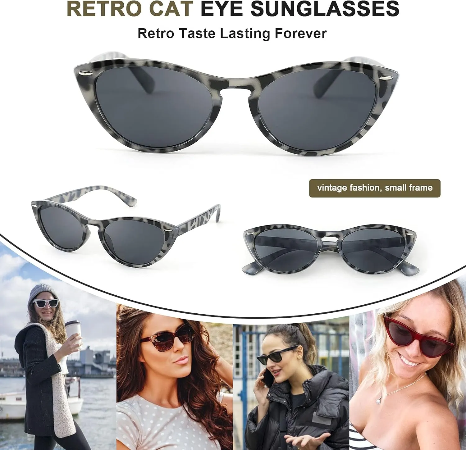 FEISEDY Retro Cat Eye Sunglasses Women Men Vintage Small Cateye UV400 Sunglasses B2617