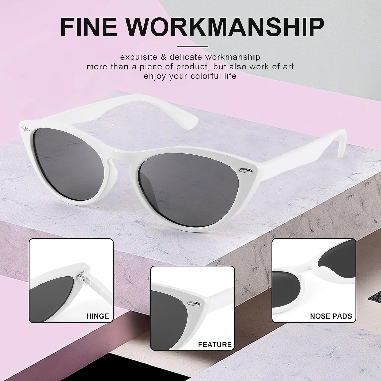 FEISEDY Retro Cat Eye Sunglasses Women Men Vintage Small Cateye UV400 Sunglasses B2617