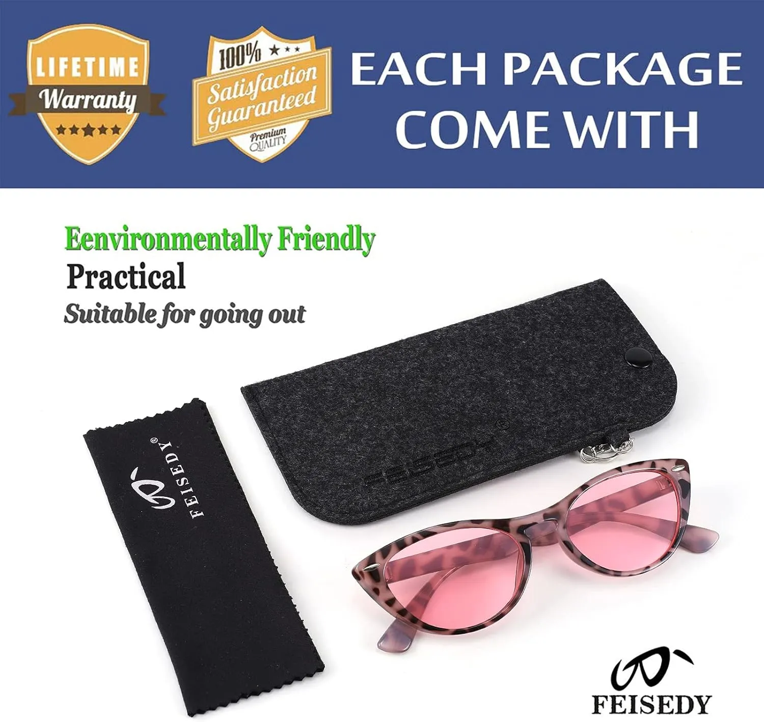 FEISEDY Retro Cat Eye Sunglasses Women Men Vintage Small Cateye UV400 Sunglasses B2617