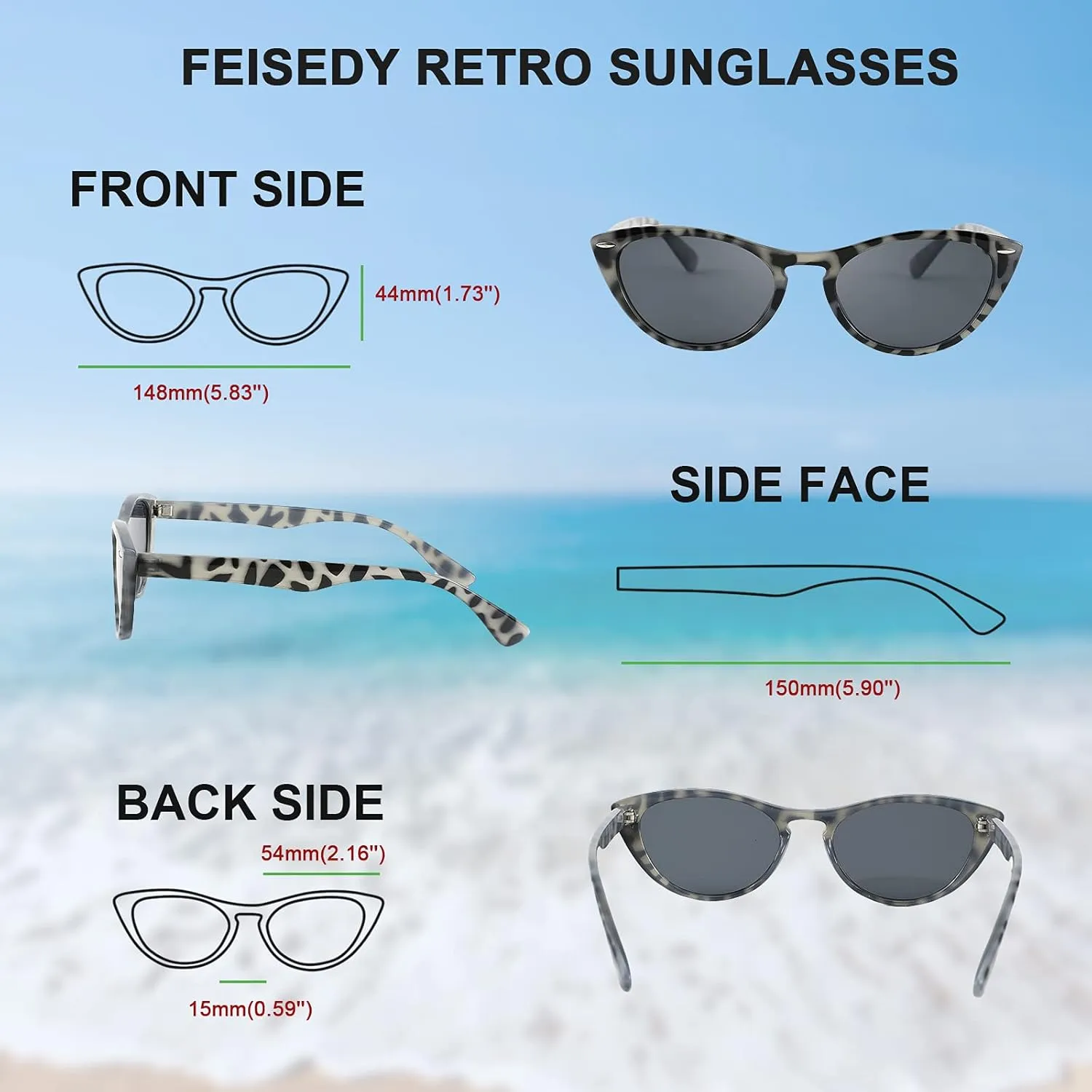 FEISEDY Retro Cat Eye Sunglasses Women Men Vintage Small Cateye UV400 Sunglasses B2617