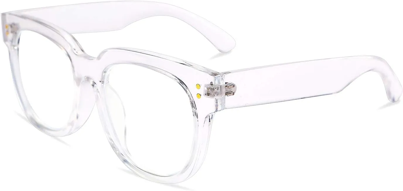 FEISEDY Retro Square Thick Big Frame Blue Light Blocking Reading Glasses Anti Glare Digital Eyestrain Reader B2523