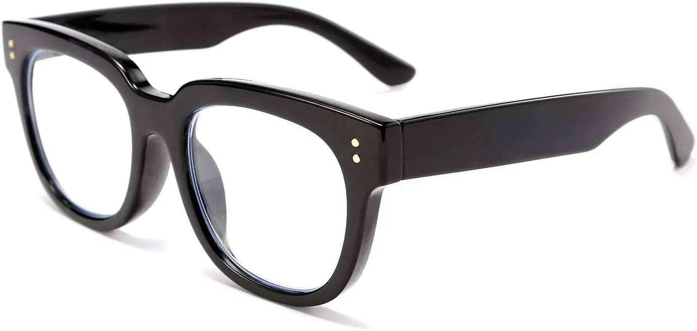 FEISEDY Retro Square Thick Big Frame Blue Light Blocking Reading Glasses Anti Glare Digital Eyestrain Reader B2523