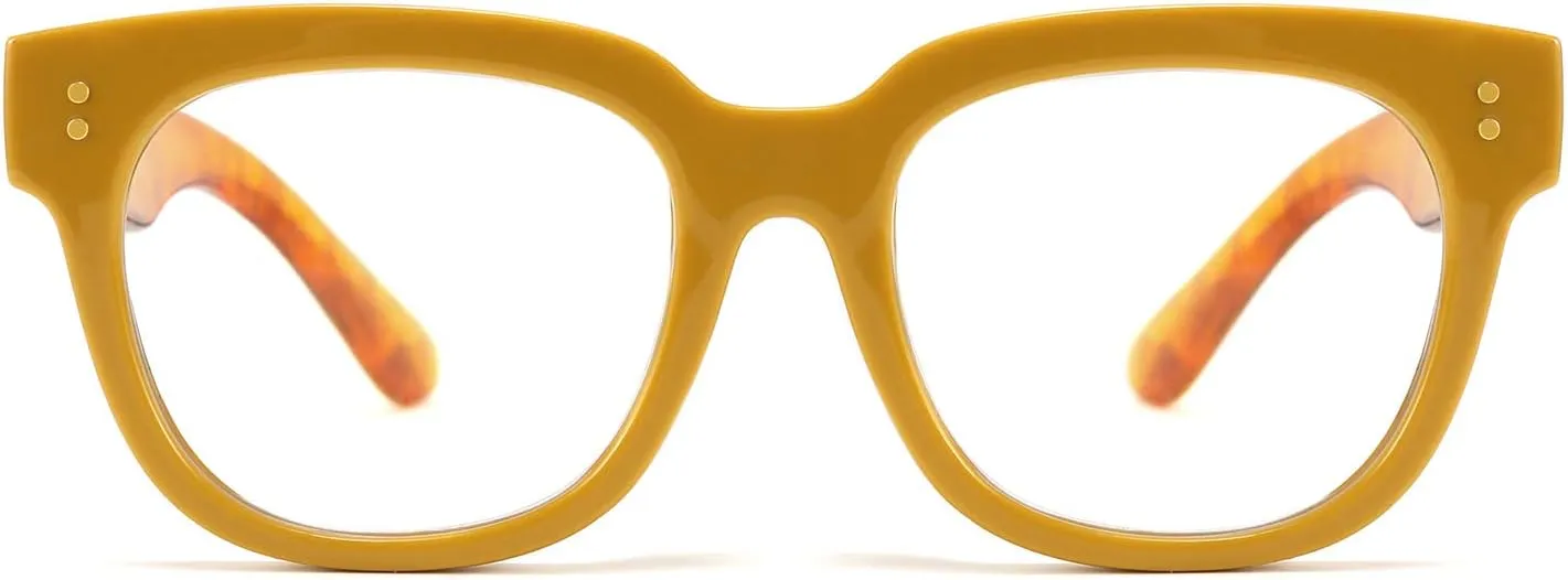 FEISEDY Retro Square Thick Big Frame Blue Light Blocking Reading Glasses Anti Glare Digital Eyestrain Reader B2523