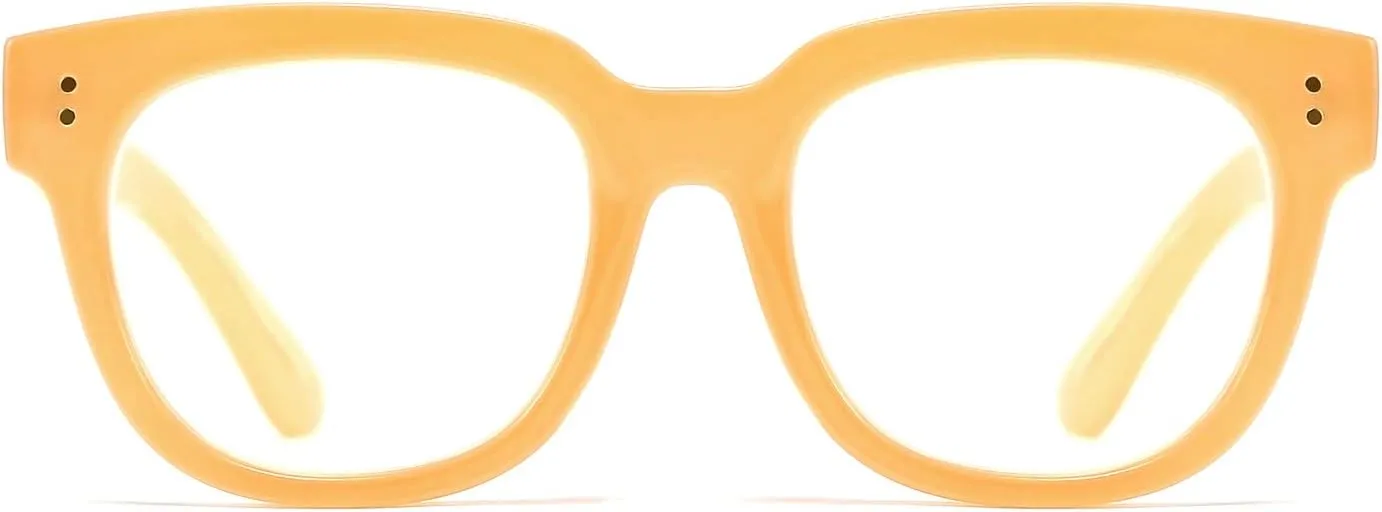 FEISEDY Retro Square Thick Big Frame Blue Light Blocking Reading Glasses Anti Glare Digital Eyestrain Reader B2523