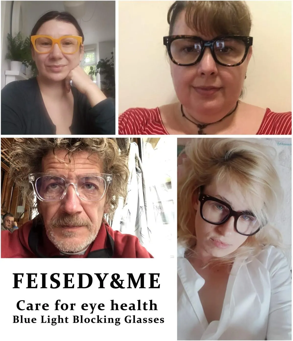 FEISEDY Retro Square Thick Big Frame Blue Light Blocking Reading Glasses Anti Glare Digital Eyestrain Reader B2523