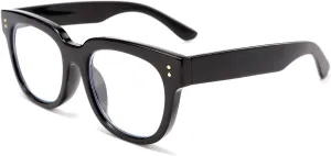 FEISEDY Retro Square Thick Big Frame Blue Light Blocking Reading Glasses Anti Glare Digital Eyestrain Reader B2523