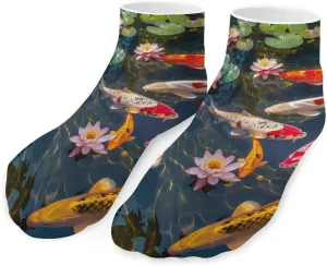 Feng Shui Nine Fish Ankle Socks Breathable Low Cut Sports Socks Casual No Show Sock for Women Men