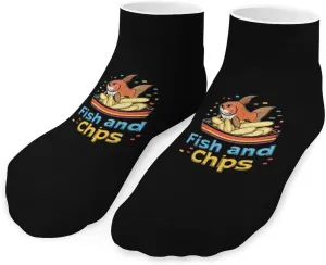 Fish And Chips Low Cut Ankle Socks Non Slip Invisible Liner Sock Pack Casual Socks For Men Women