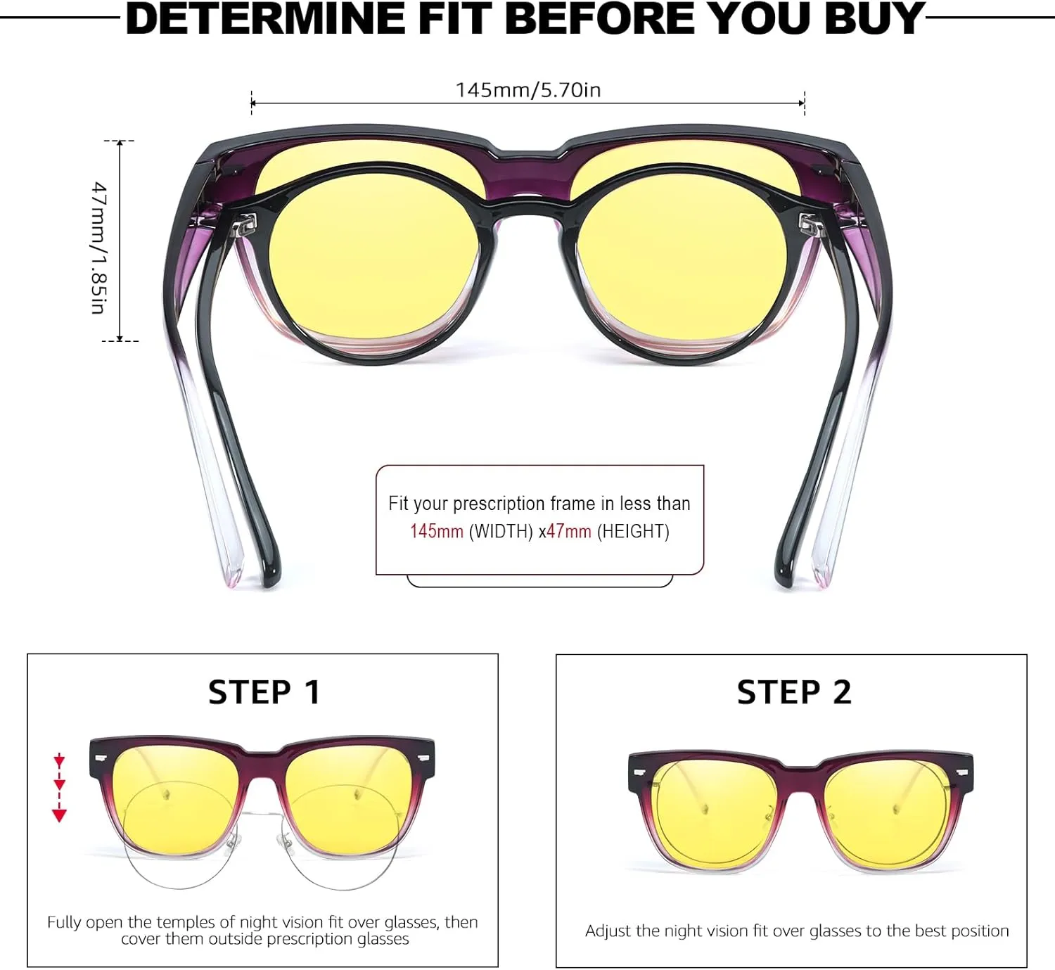 Fitover Night Driving Glasses for Women Men, Polarized Anti Glare Night Vision Pro Glasses TS1010