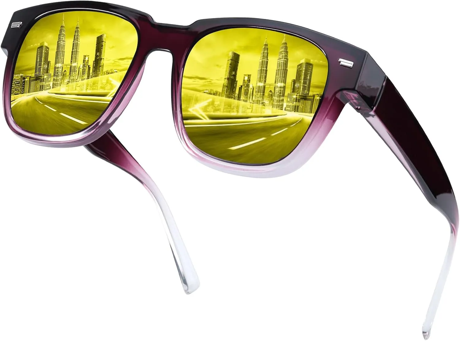 Fitover Night Driving Glasses for Women Men, Polarized Anti Glare Night Vision Pro Glasses TS1010