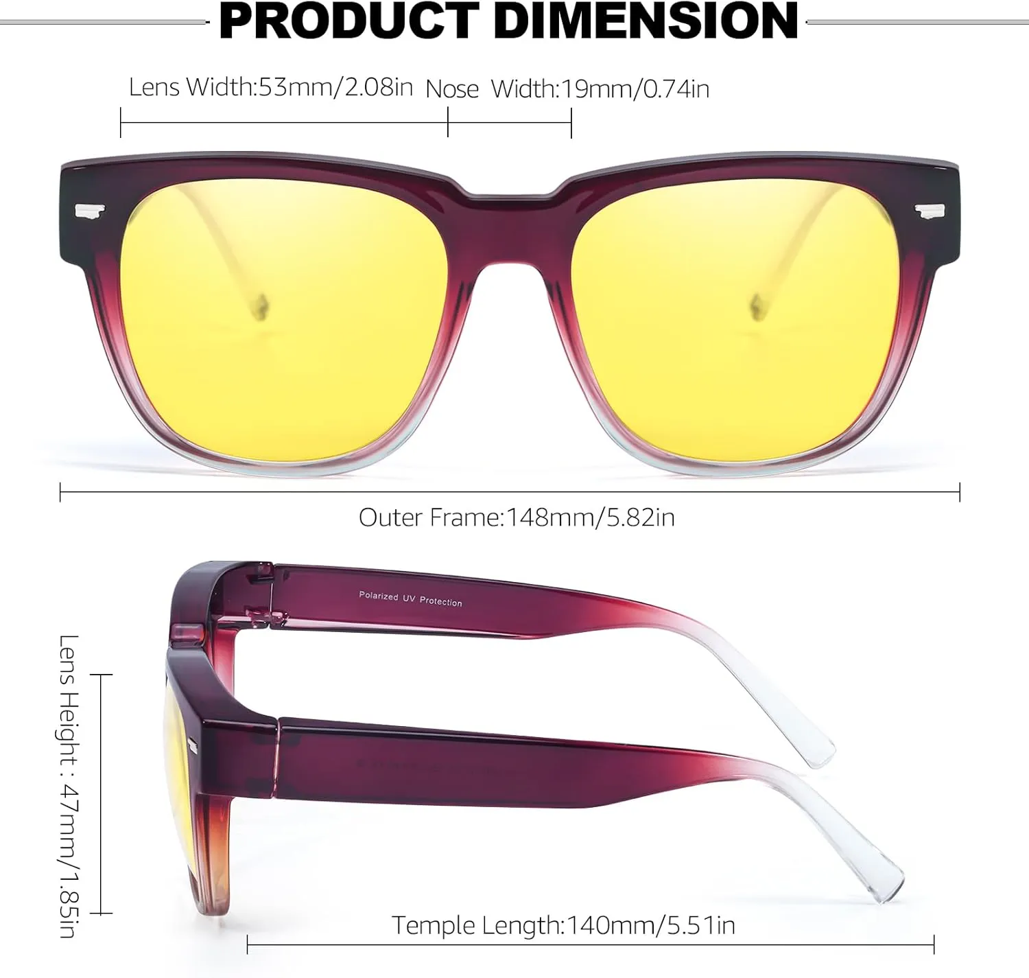 Fitover Night Driving Glasses for Women Men, Polarized Anti Glare Night Vision Pro Glasses TS1010