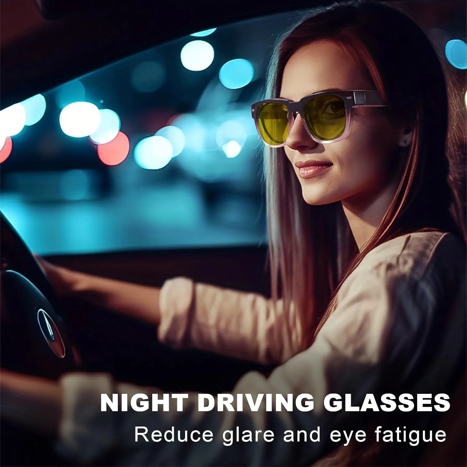 Fitover Night Driving Glasses for Women Men, Polarized Anti Glare Night Vision Pro Glasses TS1010
