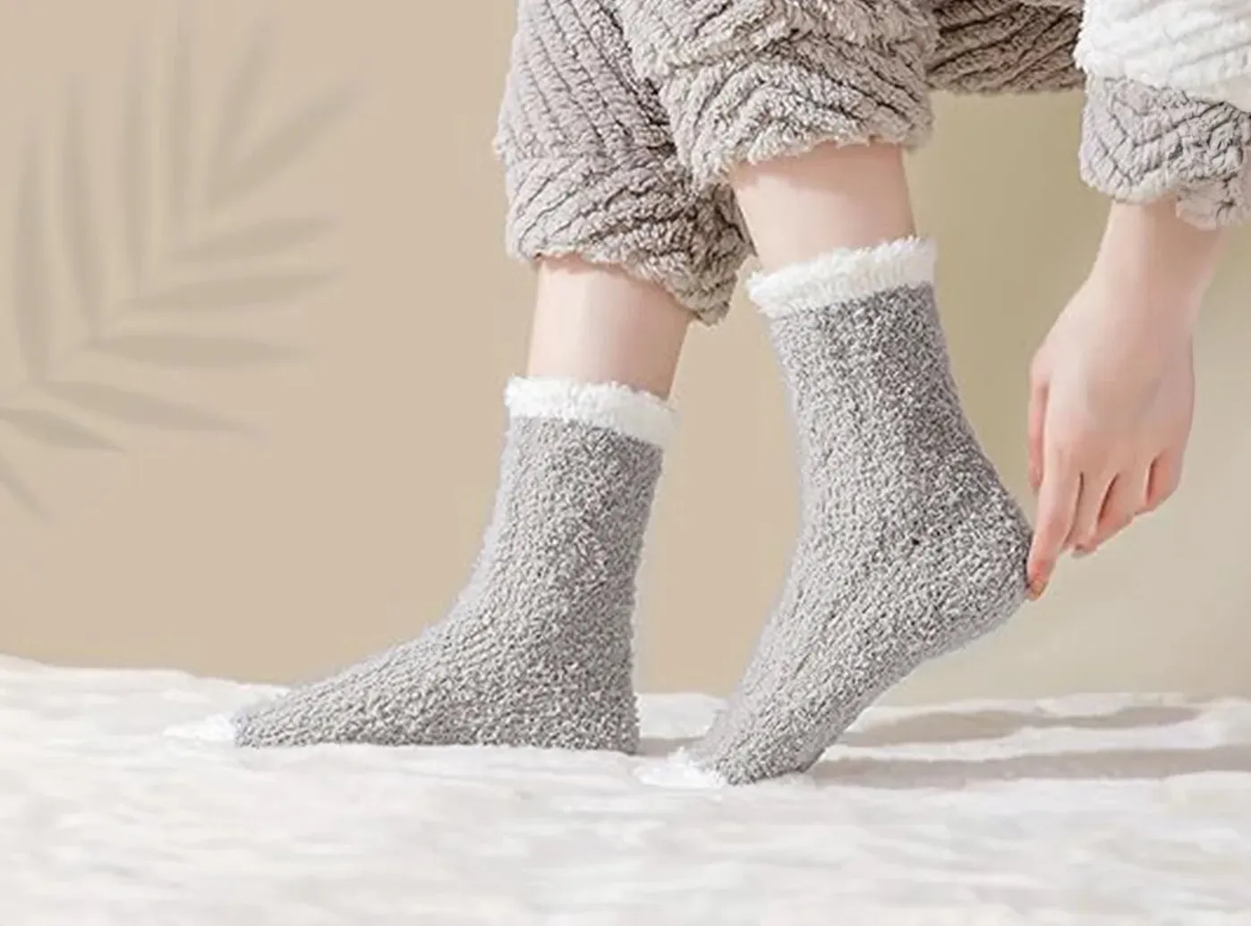 FitVille Women's SureFoot Indoor Cozy Socks V3, 3-Pair Pack
