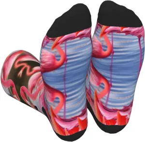 Flamingo Print Adult Socks Fun Patterned Funky Crew Socks