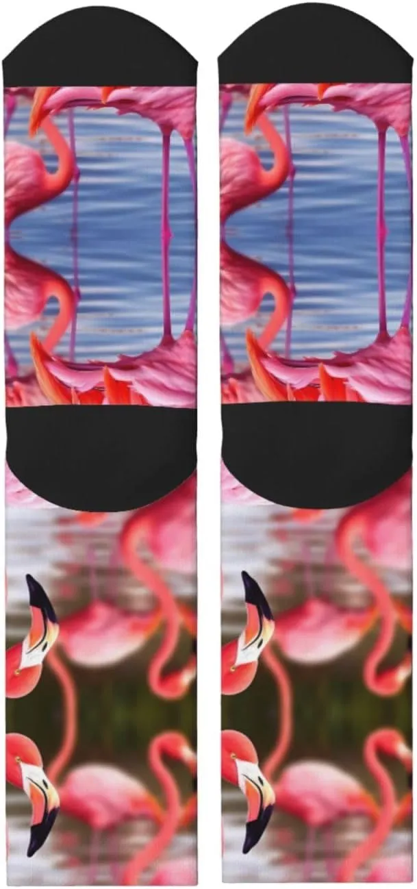 Flamingo Print Adult Socks Fun Patterned Funky Crew Socks