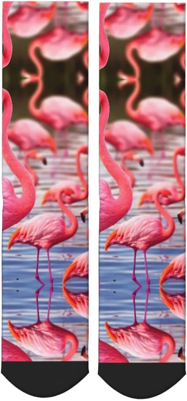 Flamingo Print Adult Socks Fun Patterned Funky Crew Socks