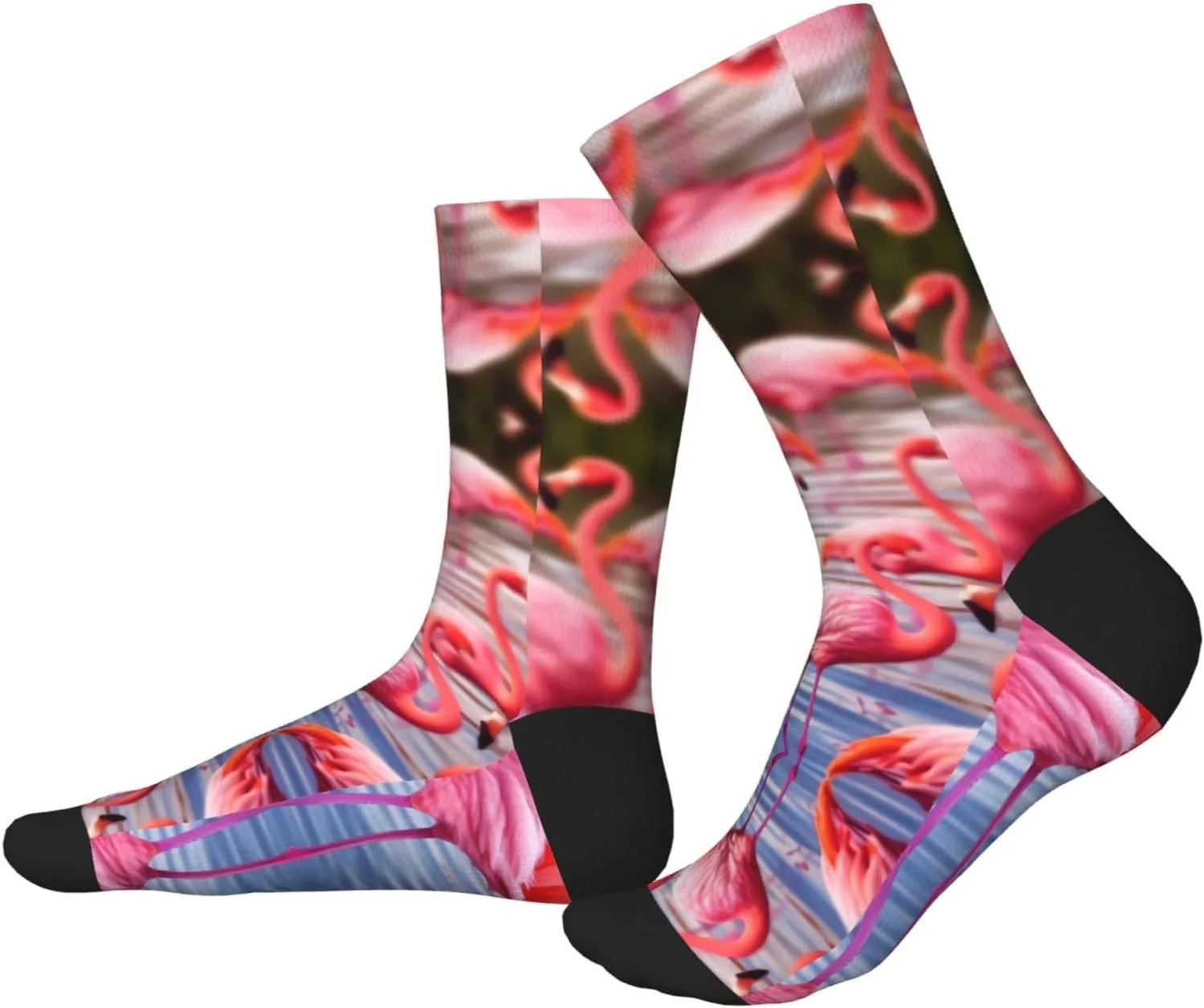 Flamingo Print Adult Socks Fun Patterned Funky Crew Socks