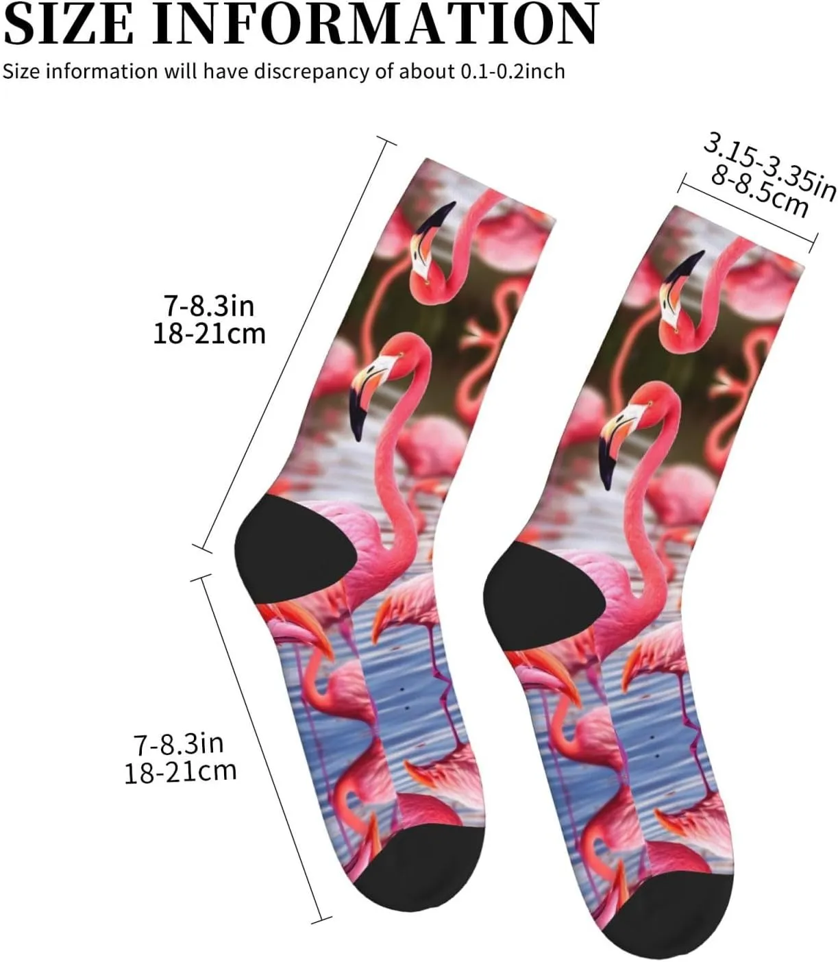 Flamingo Print Adult Socks Fun Patterned Funky Crew Socks