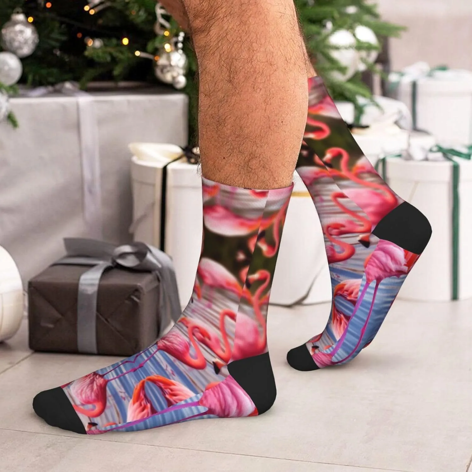 Flamingo Print Adult Socks Fun Patterned Funky Crew Socks