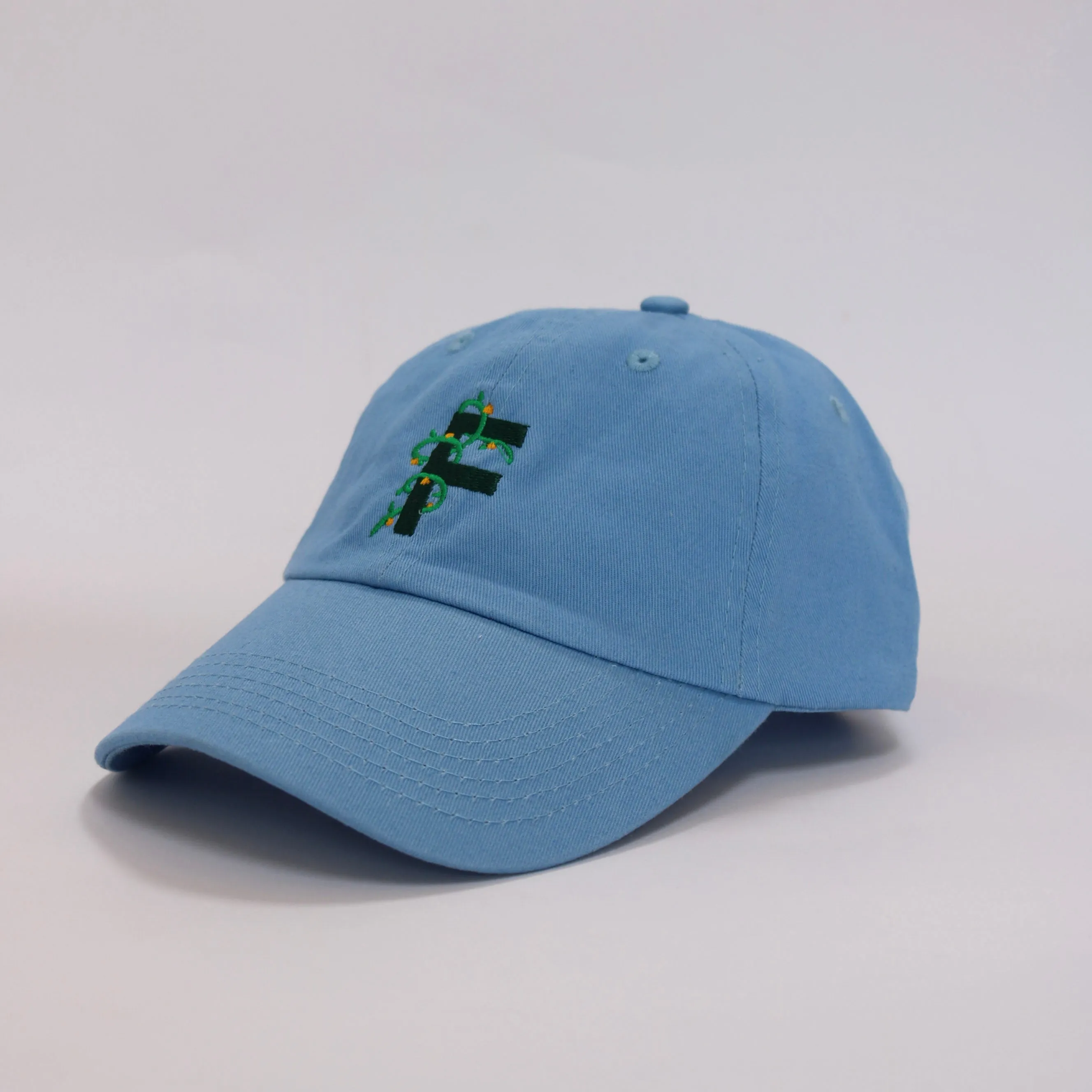 Floral Letter F Dad Hat (Sky Blue)