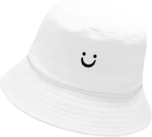 Flower Reversible Bucket Hat Cotton Summer Travel Beach Sun Hats Emboridery for Women Men