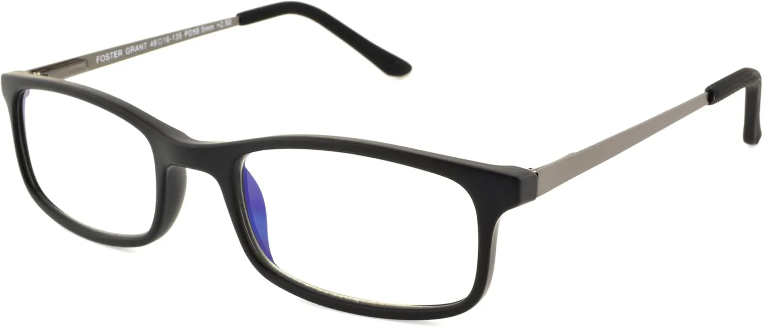 Foster Grant Men's Kramer E.Readers Reading Glasses Rectangular Blue Light Filtering