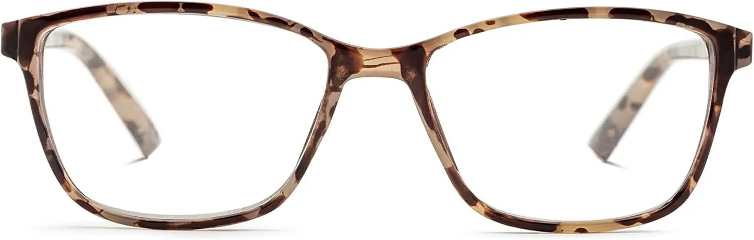 Foster Grant Women's Margo Pop of Power Bifocal Style Blue Light Square Reading Glasses