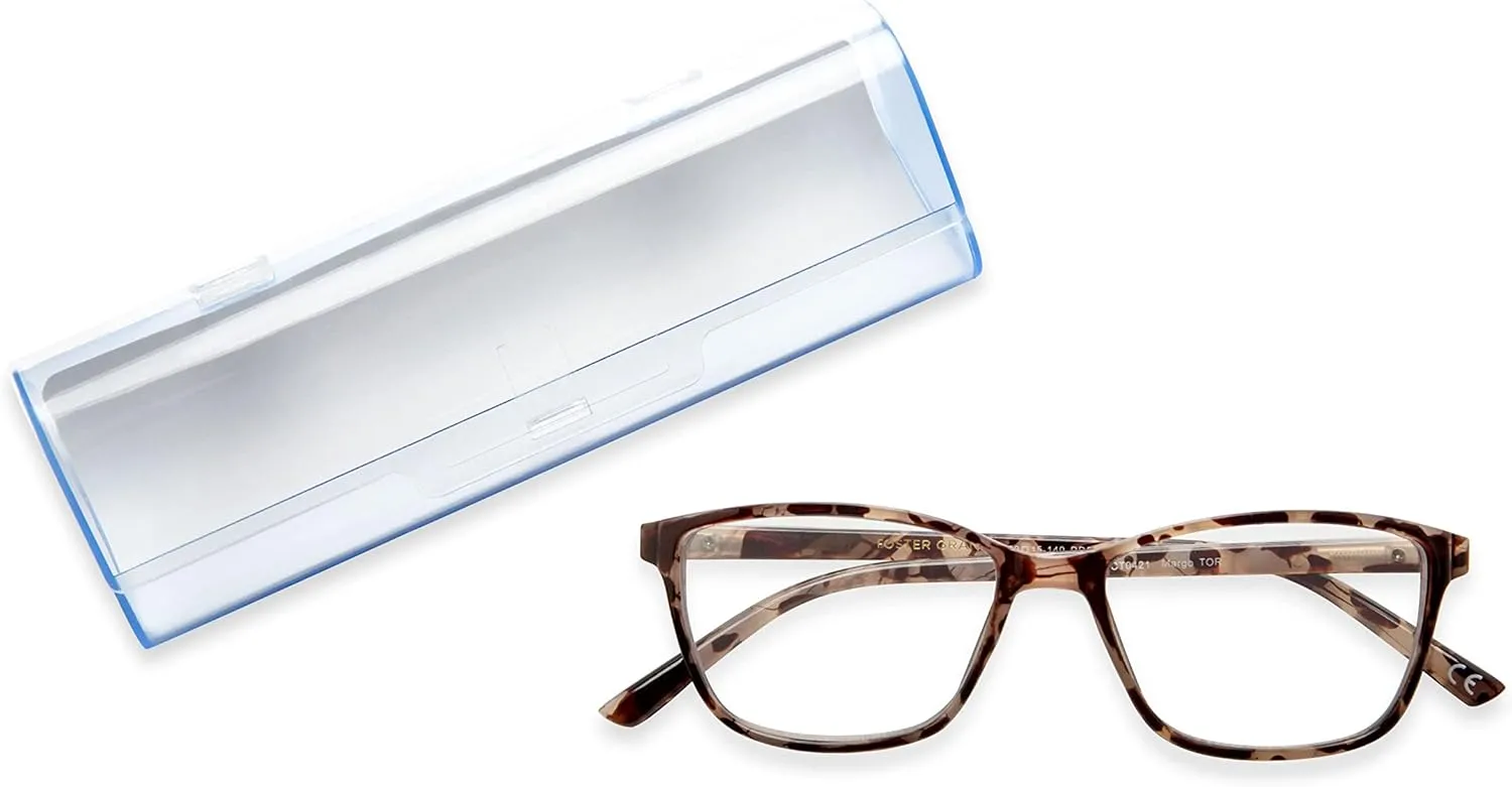 Foster Grant Women's Margo Pop of Power Bifocal Style Blue Light Square Reading Glasses
