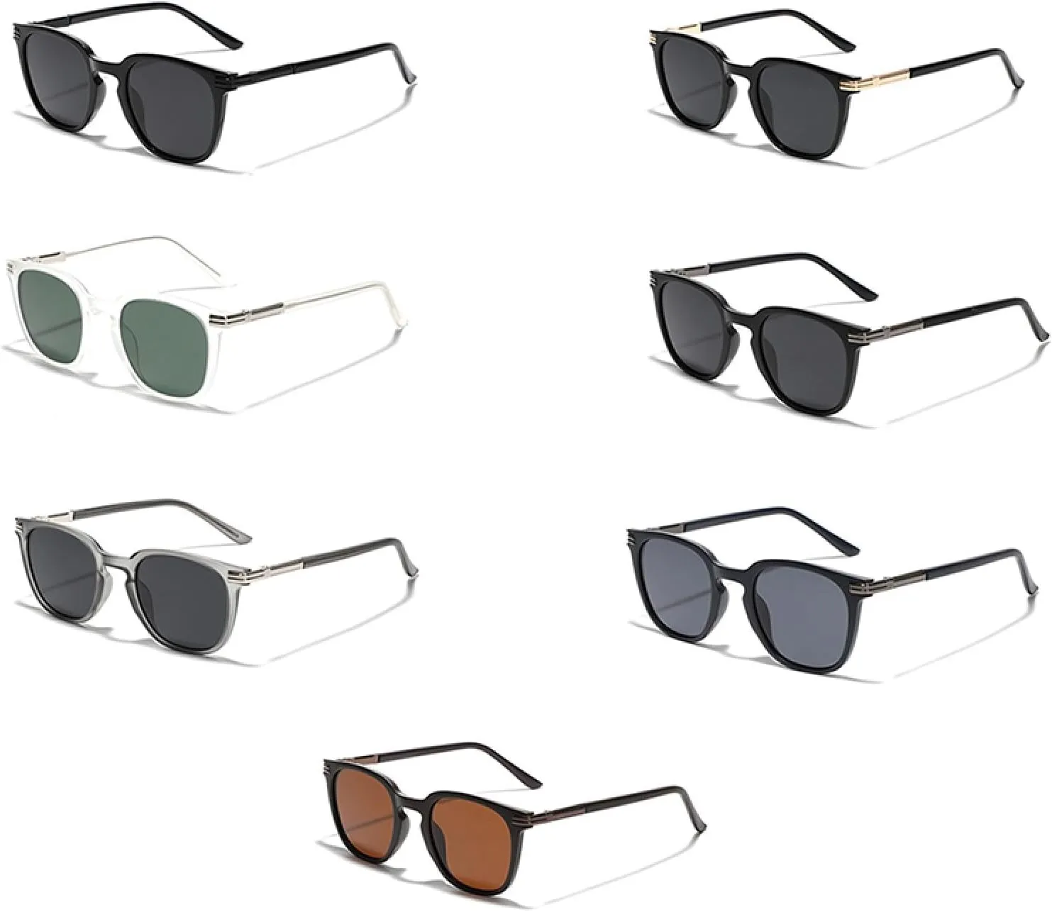 Frame Sunglasses for Men Retro Polarized Sun Glasses for Women Uv400 Grey Green