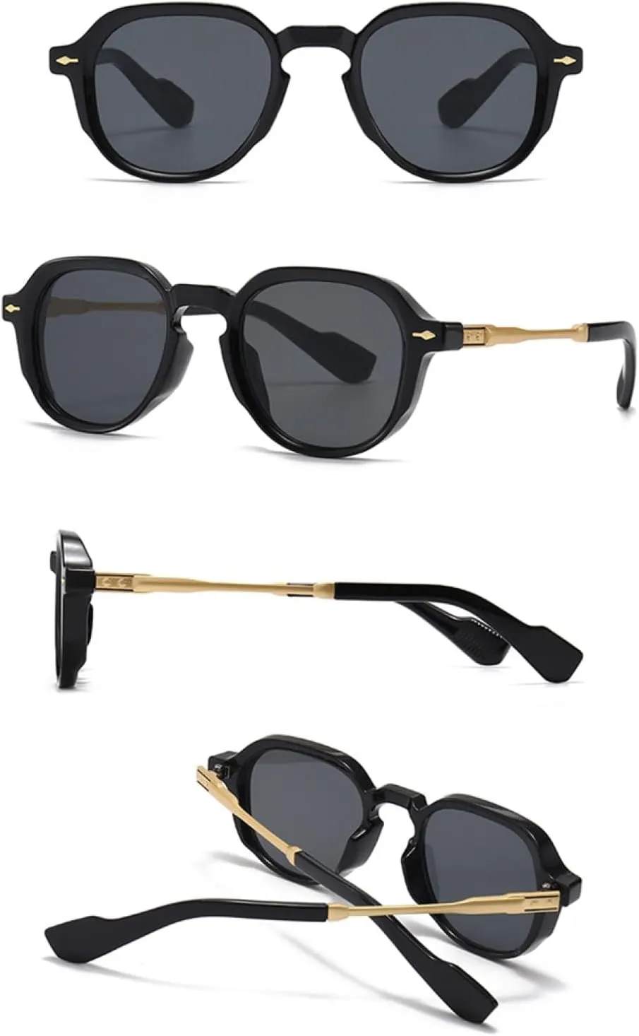 Frame Sunglasses Retro Women Green Brown Round Sun Glasses for Men Uv400