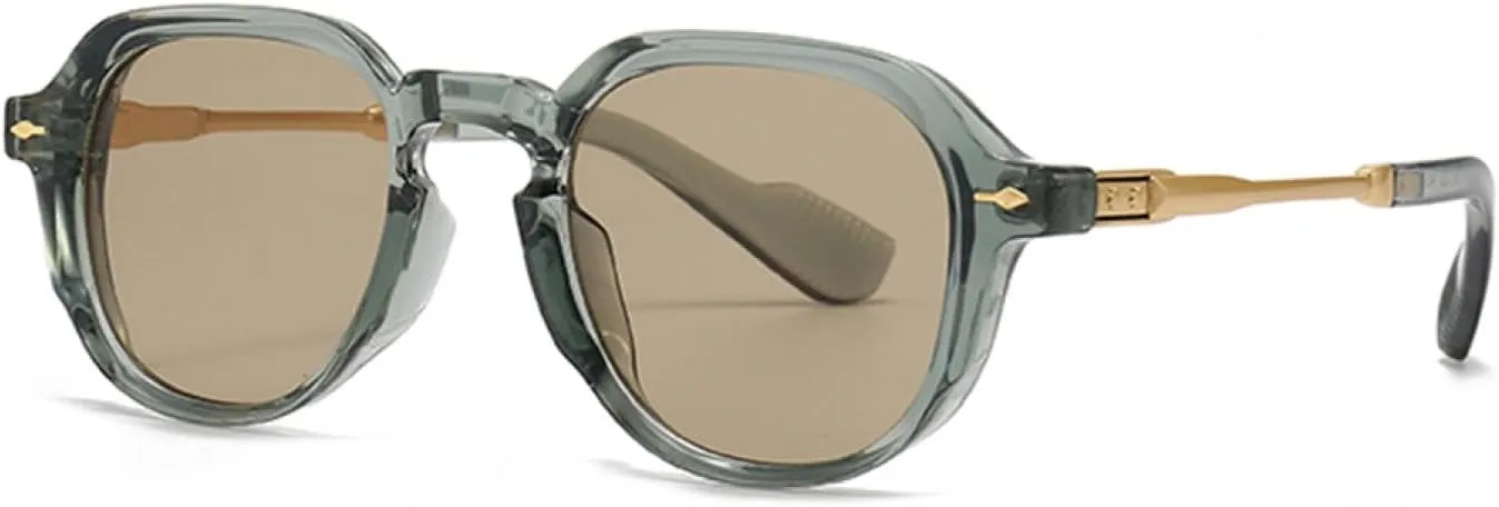 Frame Sunglasses Retro Women Green Brown Round Sun Glasses for Men Uv400