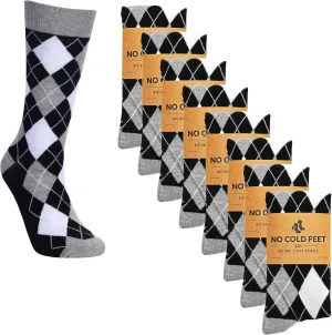 Fun Black Colorful Novelty Socks for Men for Dress Casual Formal Groomsmen Wedding, 8 Pack