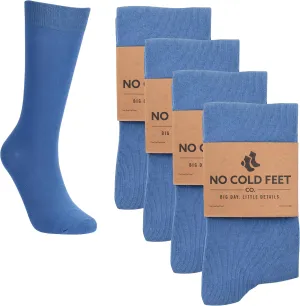 Fun Blue Colorful Novelty Socks for Men for Dress Casual Formal Groomsmen Wedding, 4 Pack