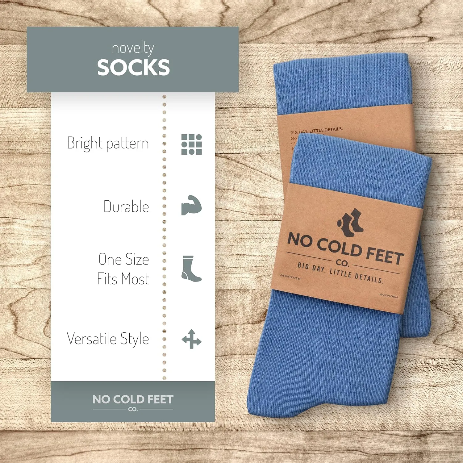 Fun Blue Colorful Novelty Socks for Men for Dress Casual Formal Groomsmen Wedding, 4 Pack